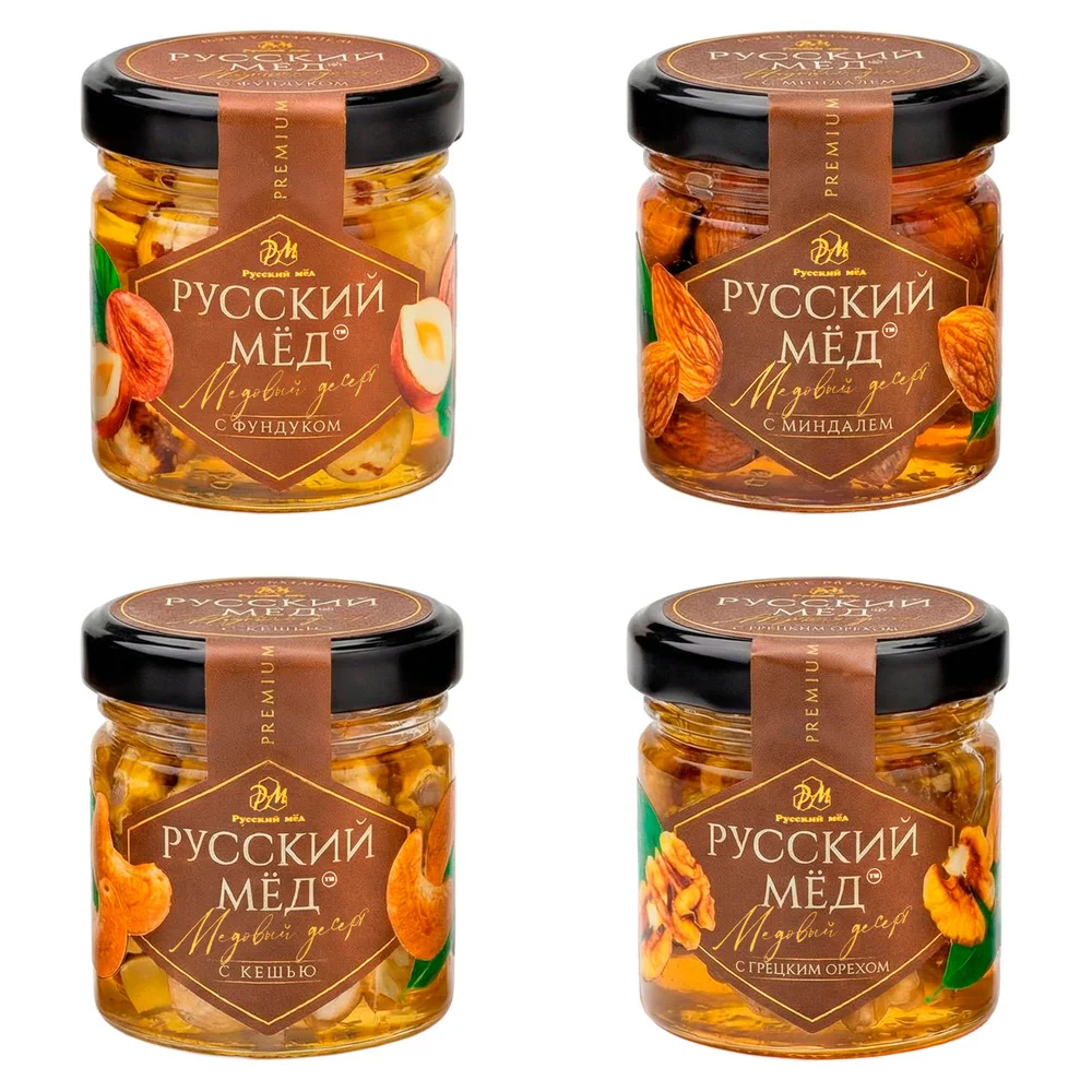 Медовый десерт 40 мл ассорти из орехов (4 вида)