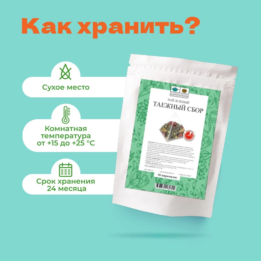 Чай зеленый Таёжный сбор в пирамидках