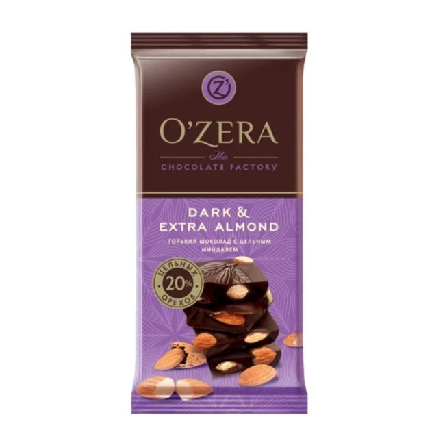 Шоколад горький с цельным миндалем Dark and Extra Almond, 90 г