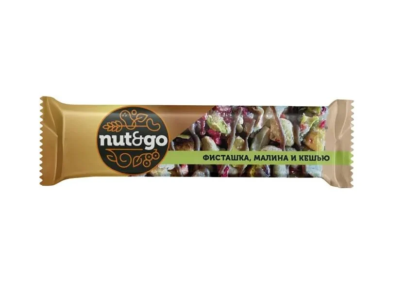 Батончик Nut and Go с фисташкой, малиной и кешью 28 г