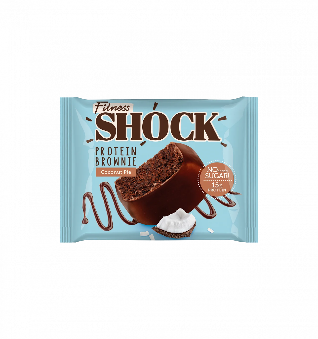 Пирожное глазированное FitnesShock 50 гр. Брауни. Кокосовый пирог.