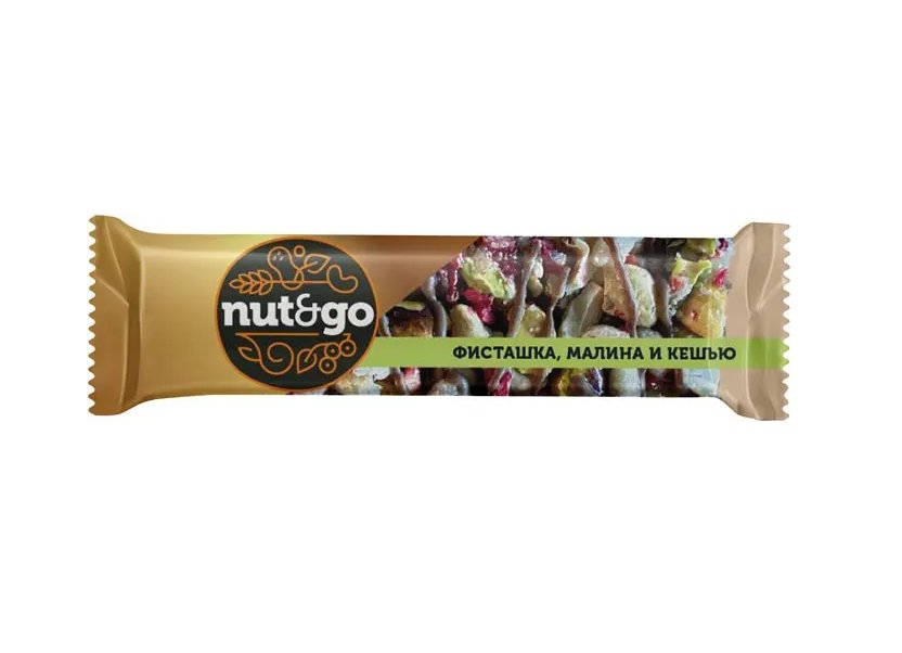 Батончик Nut and Go с фисташкой, малиной и кешью 28 г